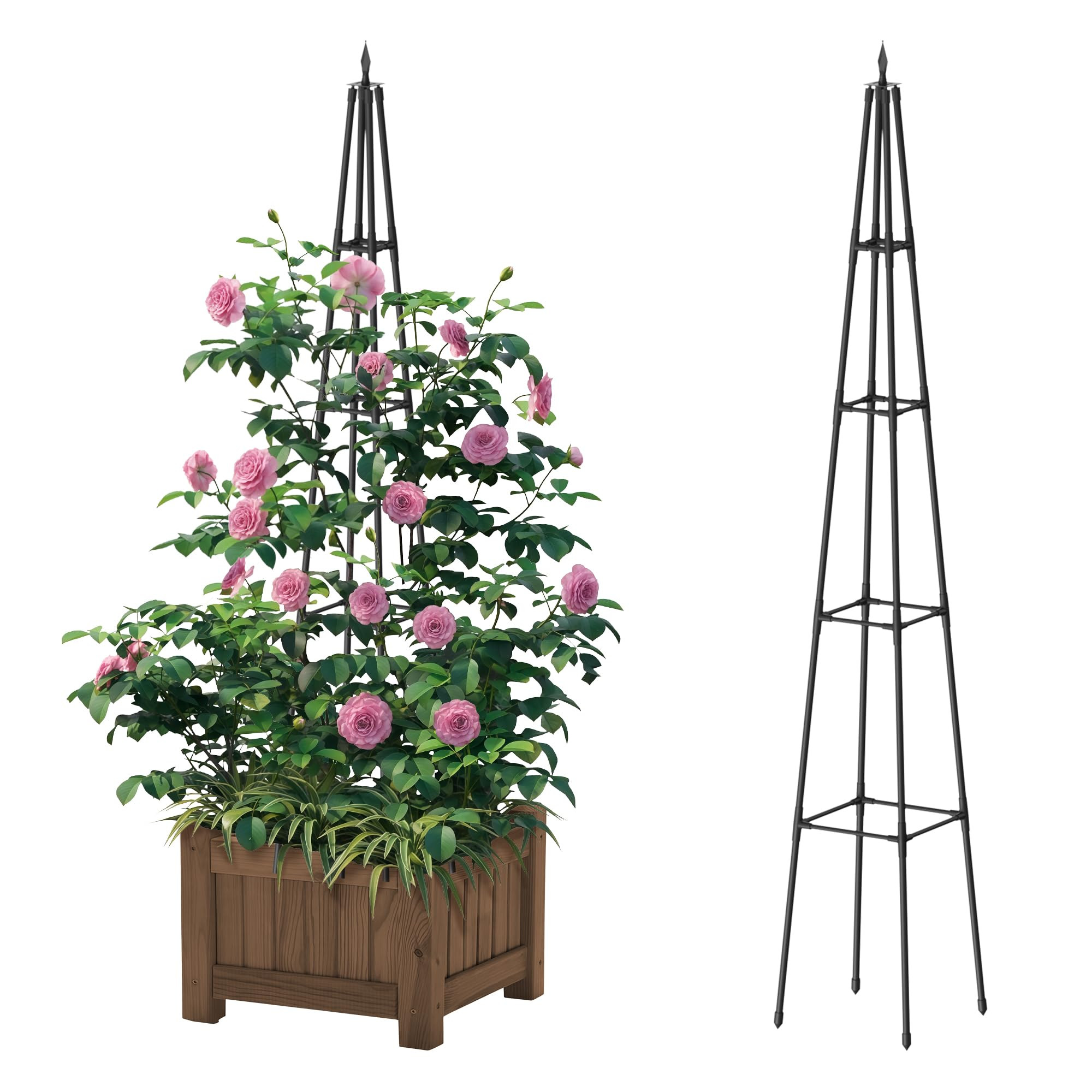 6FT Obelisk Trellis for Climbing Plants Outdoor, 16mm Rust-Proof Extra Thickened Plastic-Coated M... | Amazon (US)