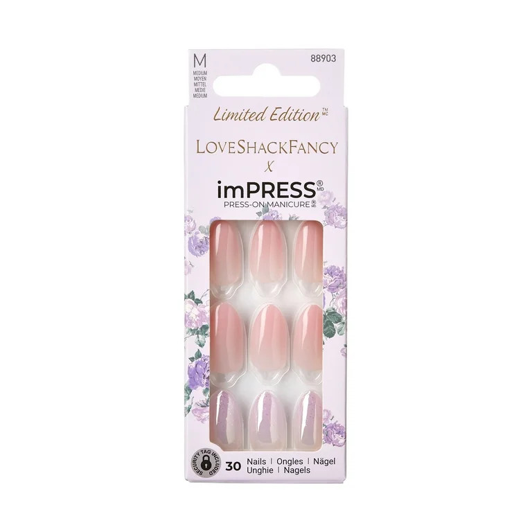 LoveShackFancy x imPRESS Limited Edition Medium Almond Press-On Nails, Pink, 30 Pieces | Walmart (US)