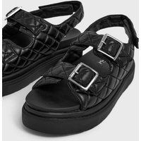 Black Quilted Chunky Footbed Sandals New Look Vegan | New Look (UK)