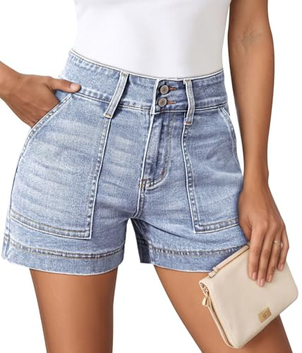 Pink Queen High Waisted Denim Shorts for Women 2026 Casual Summer Boyfriend Hot Short Jeans Vinta... | Amazon (US)