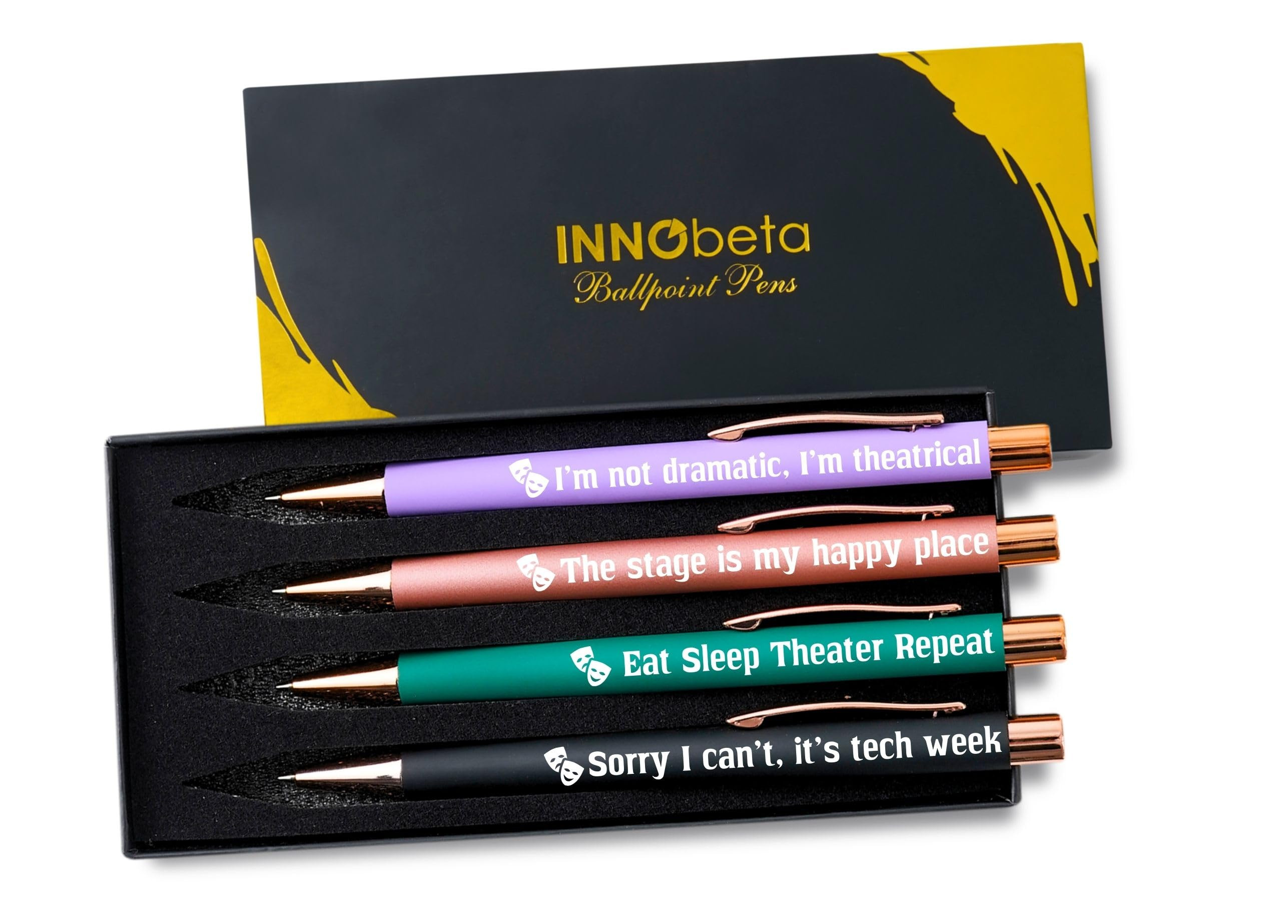 InnoBeta Theater Gifts for Women Men, Ballpoint Pen Set of 4 with Quotes, Musical Broadway Theatre Lover Gift for Friends, Actors | Amazon (US)