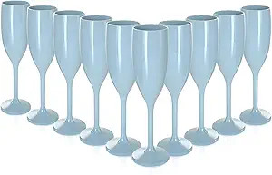 10 Pcs Dusty Blue Champagne Flutes Plastic Colored Champagne Glasses Set Of 10 Mimosa Bar Glasses... | Amazon (US)