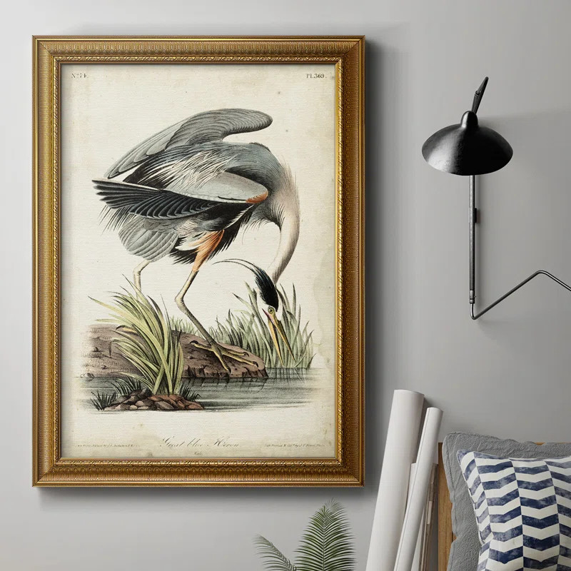 Great Blue Heron Framed On Canvas Painting | Wayfair North America