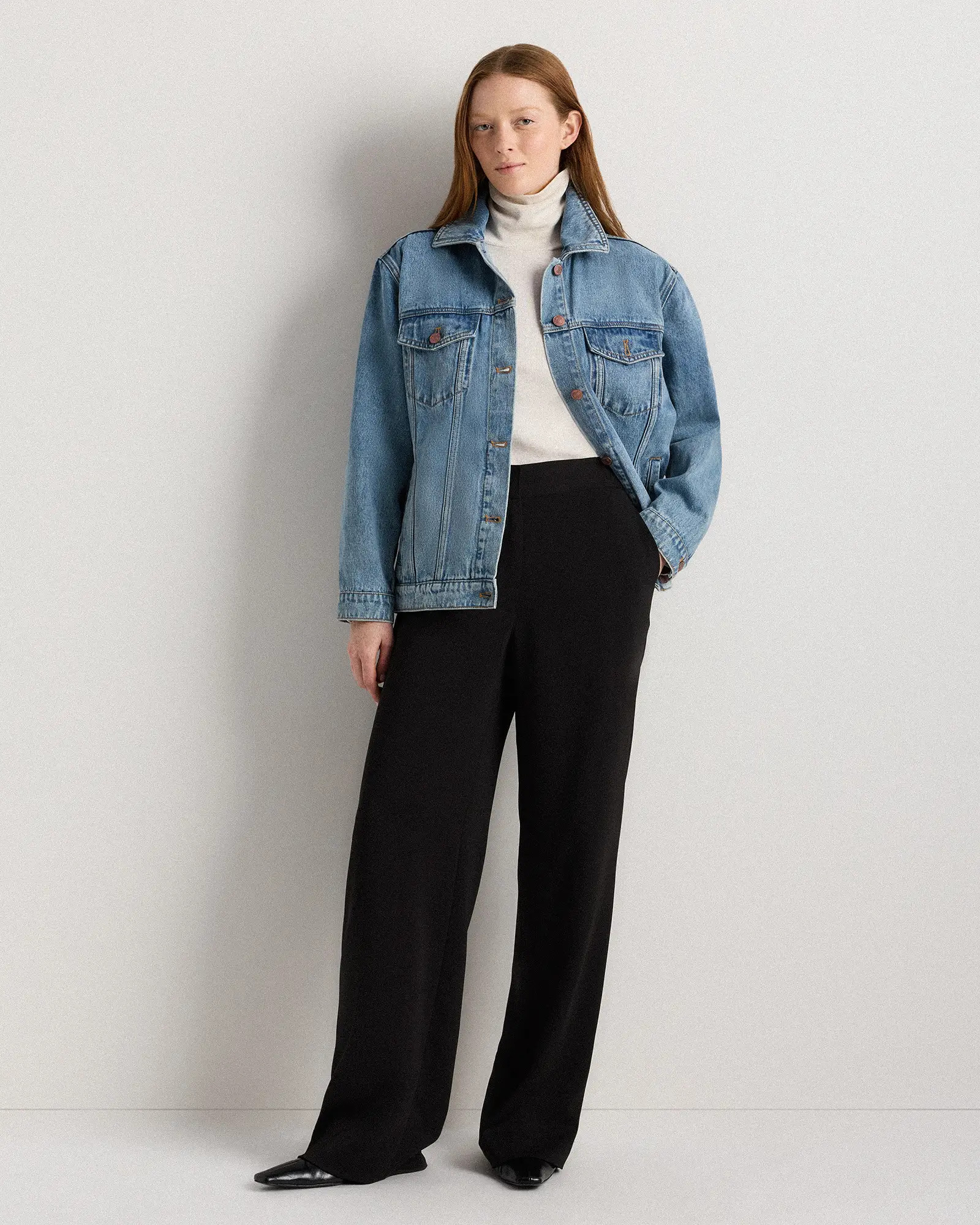 100% Organic Cotton Oversized Denim Jacket in Indigo Blue | Quince