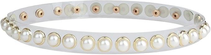 Two 12 Fashion Women's Designer Slim Transparent Belt with Pearl Accent | Amazon (US)