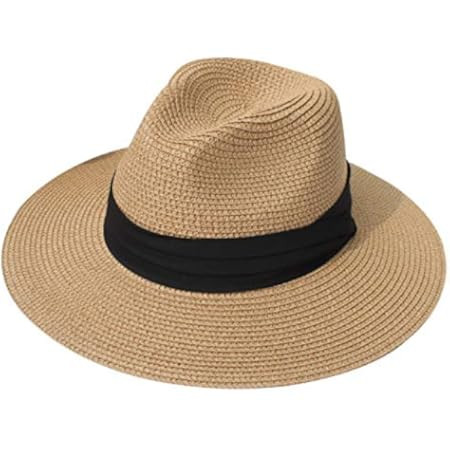 FURTALK Panama Hat Sun Hats for Women Men Wide Brim Fedora Straw Beach Hat UV UPF 50 | Amazon (US)