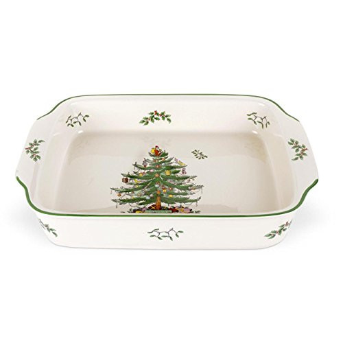 Spode Christmas Tree Rectangular Handled Dish (9" x 12") Baking Pan for Meat, Lasagna, and Stews. Earthenware Bakeware, Microwave & Dishwasher Safe - Oven to Table Platter for Holiday Entertaining & Christmas Dining | Amazon (US)
