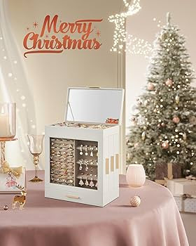 SONGMICS Jewelry Box with Glass Window, 5-Layer Jewelry Organizer with 3 Side Drawers, Jewelry St... | Amazon (US)