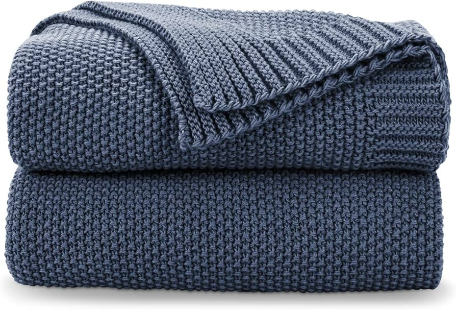 CozeCube Blue Throw Blanket for Couch, Soft Cozy Cable Knit Throw for Bed Sofa Living Room, Light... | Amazon (US)