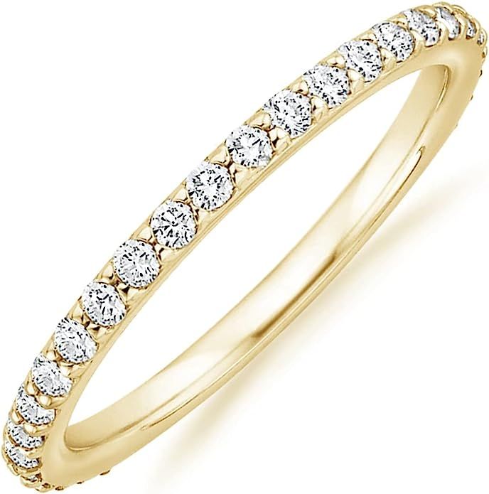 PAVOI 14K Gold Plated Cubic Zirconia Diamond Stackable Eternity Bands for Women | Amazon (US)