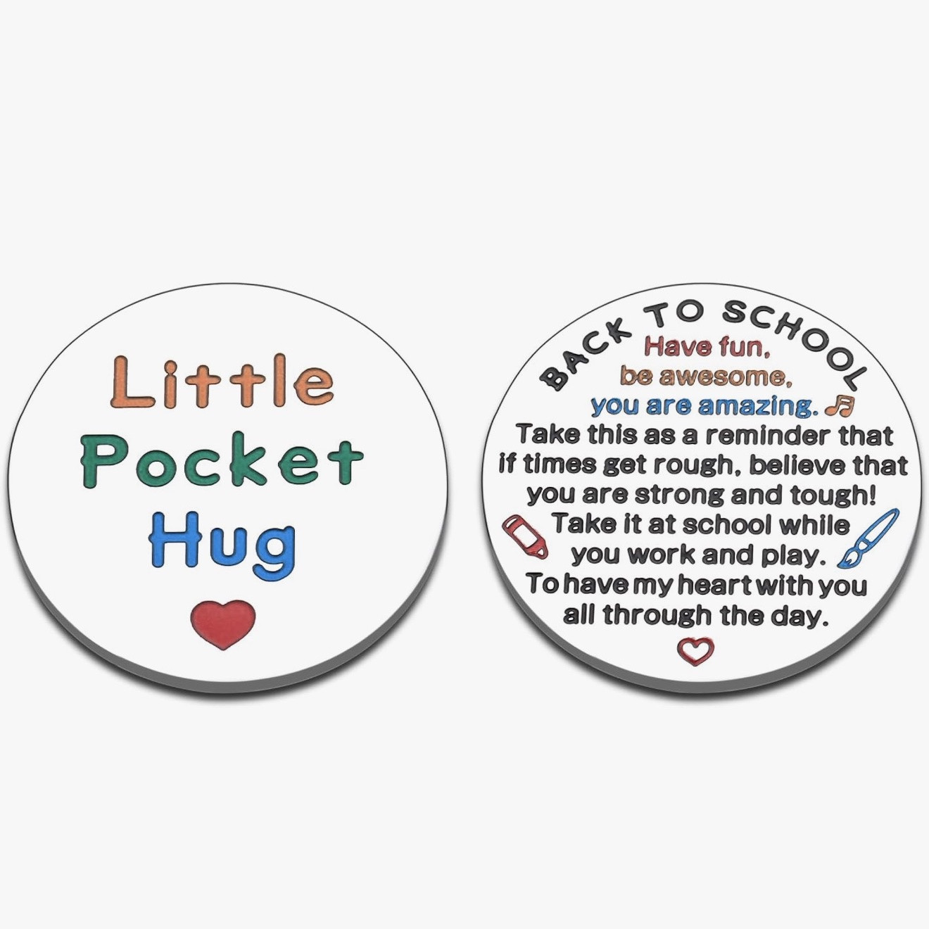 Back-to-School Pocket Hug Token for Kids 💛🎒

A tiny keepsake with a big reminder that they’re never alone. 💕 This adorable Back-to-School Pocket Hug Token is the perfect little surprise for backpacks, lunch boxes, or pockets. Whenever your child is missing home or needs a little extra encouragement, they can hold onto this token and remember you’re always cheering them on. 🥹✨

Perfect for:
🎒 First day of school gifts
🍎 Preschool & kindergarten
💛 Easing separation anxiety
📚 Backpack or lunch box surprises
🌈 Daily encouragement for kids
🎁 Thoughtful back-to-school keepsake

It’s such a simple but meaningful way to make school days a little easier and help build confidence. Whether they’re starting preschool or heading into a new classroom, this little pocket hug is a sweet reminder that your love goes with them wherever they are. ❤️

Back-to-school essentials, pocket hug token, first day of school gifts, preschool essentials, kindergarten must-haves, school anxiety support, backpack essentials, lunch box surprises, encouraging gifts for kids, classroom gifts, Amazon school finds, mom favorites, confidence-building gifts, school keepsakes.

#LTKKids #LTKmomlife #LTKSeasonal