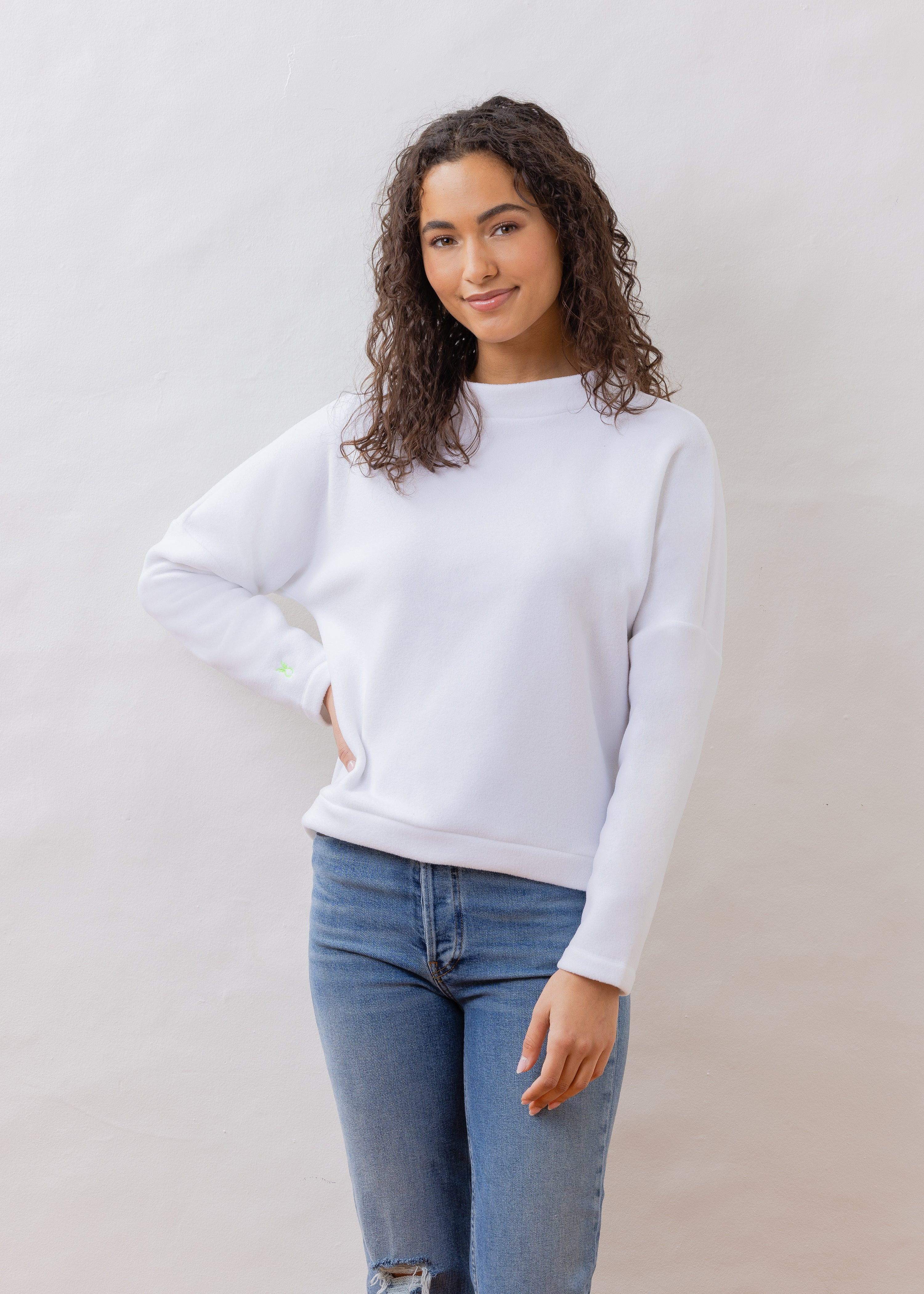 Binney Boatneck in Vello Fleece (White) | Dudley Stephens
