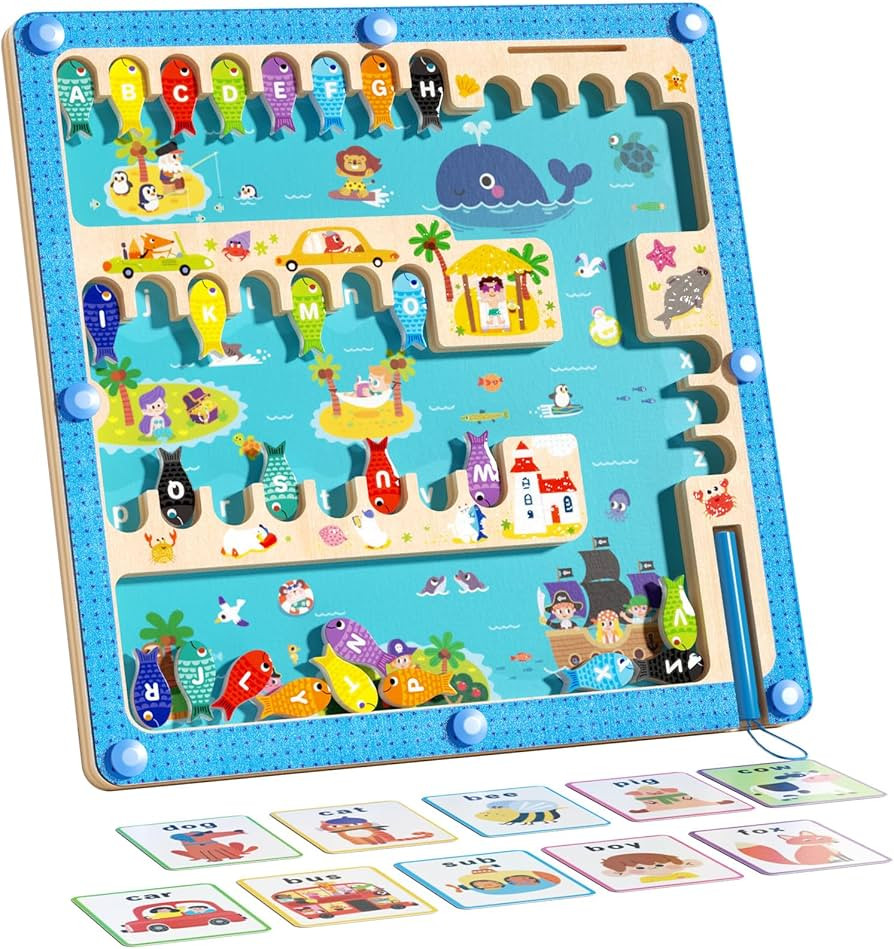 Magnetic Alphabet Maze Letter Puzzle Board, Montessori Toys Alphabet Puzzle for 2 3 4 5 Years Old... | Amazon (US)