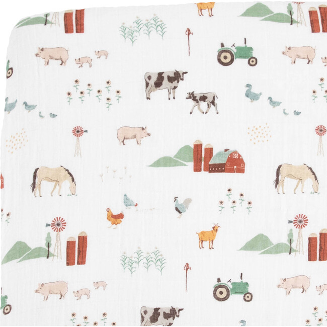 Little Unicorn | Cotton Muslin Crib Sheet, Farmyard | Maisonette | Maisonette
