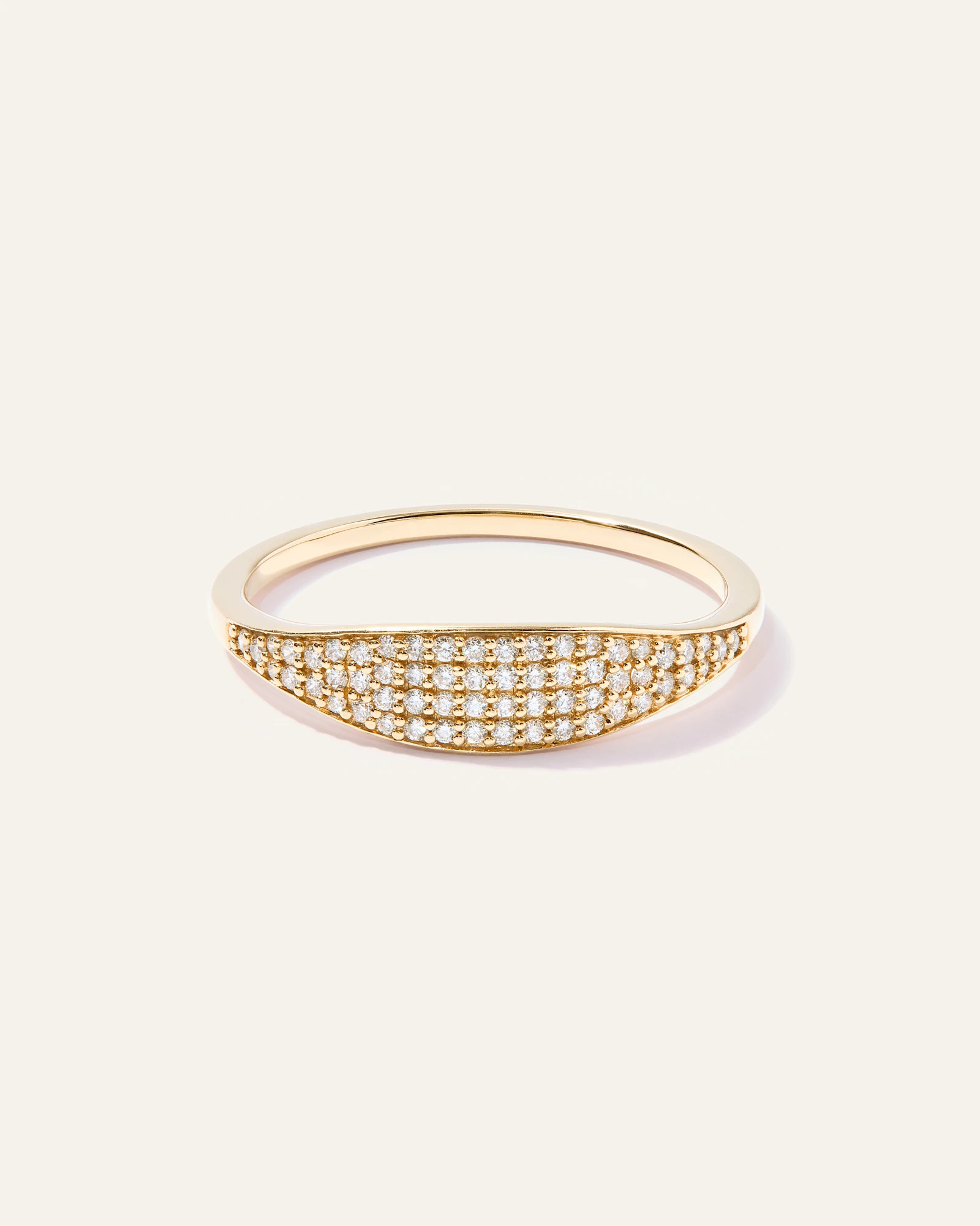 Quince | Women's 14k Gold Pave Slim Signet Ring in White Gold, Size 6 | Quince