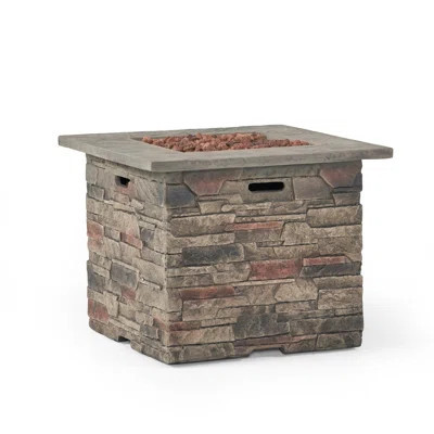 32" Square Propane Fire Pit – 40,000 BTU, Stone Design with Grey Top, Outdoor Patio Heater | Wayfair North America