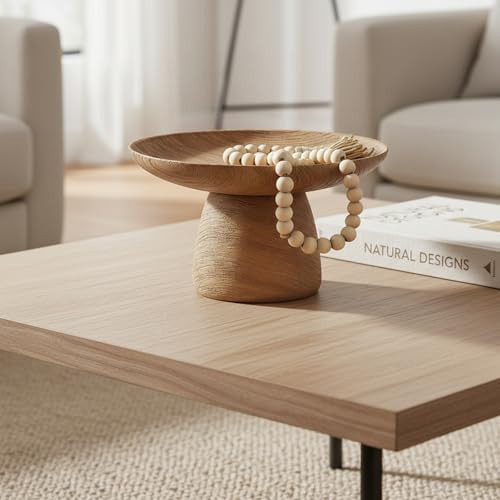Braxio Faux Wood Decorative Bowl - Resin Pedestal Wood Grain Catchall Bowl for Entryway Keys, Coffee Table Decor, Living Room Centerpiece, Housewarming Gift 8.5 x 8.5 x 4.8 Inch | Amazon (US)