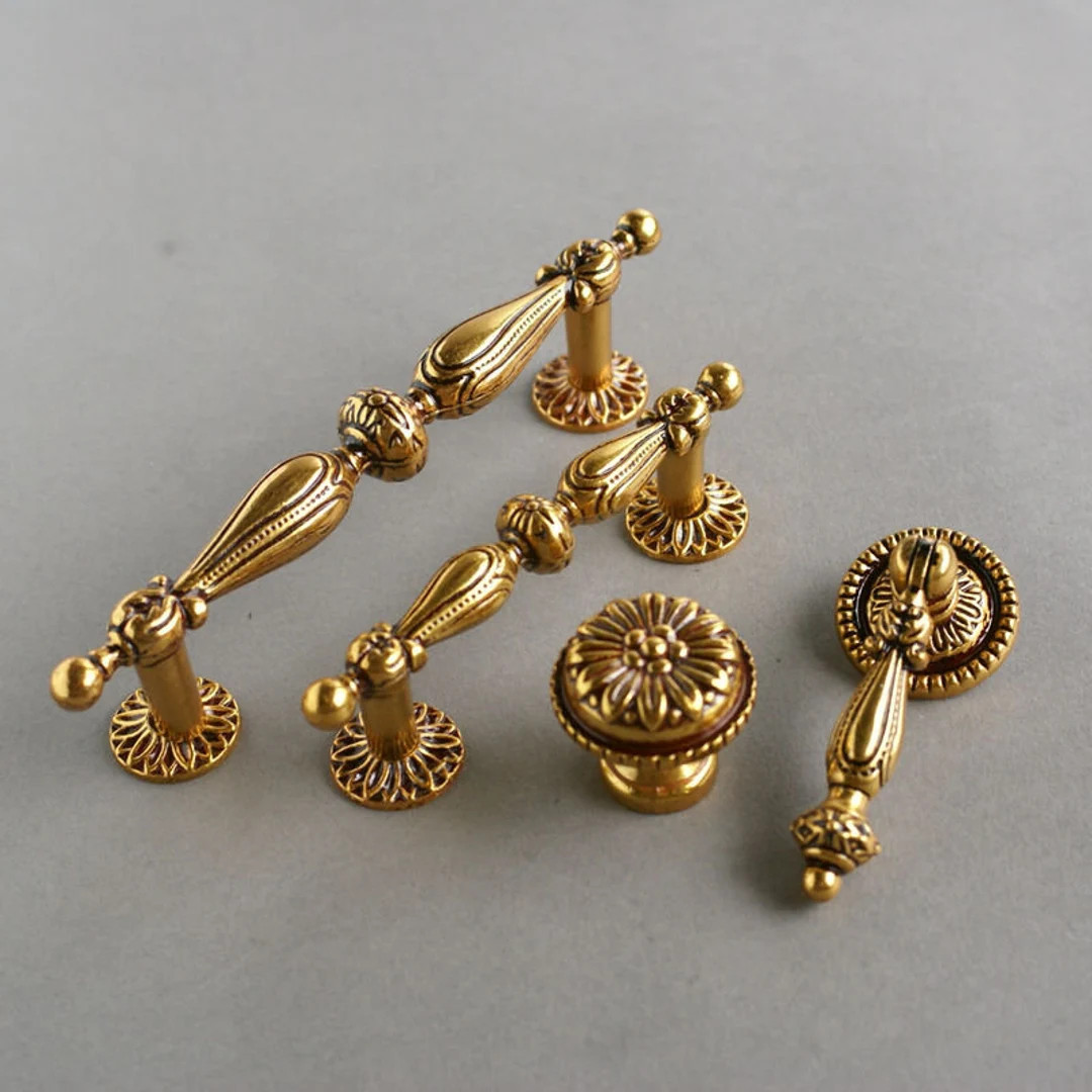 2.5" 3.7" Dresser Pulls Knobs Drawer Knob Pull Handles Antique Gold Brass Cabinet Handles Pulls K... | Etsy (US)