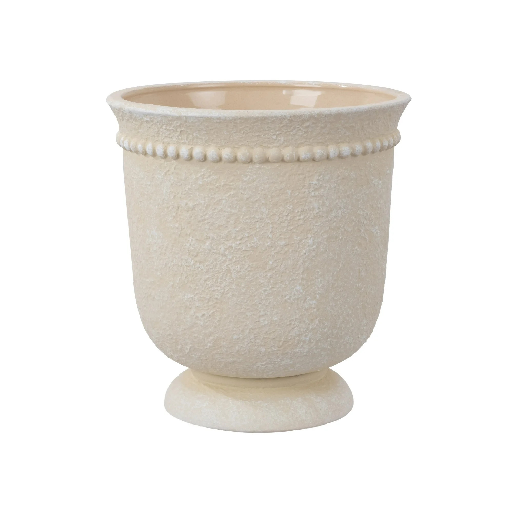 My Texas House 8" Cream Dot Urn - Ceramic Plant Pot, 8.1" Dia x 8.5" H | Walmart (US)