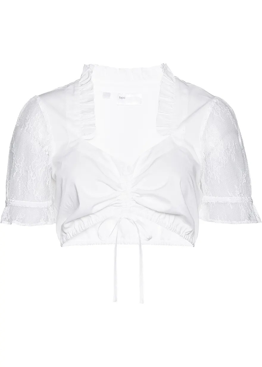 Elegante Dirndl-Bluse mit Spitzen\u00e4rmeln - wei\u00df - Damen | bonprix | Bonprix DE