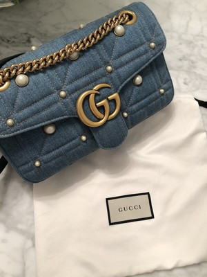 gucci marmont Denim With Pearls | eBay US