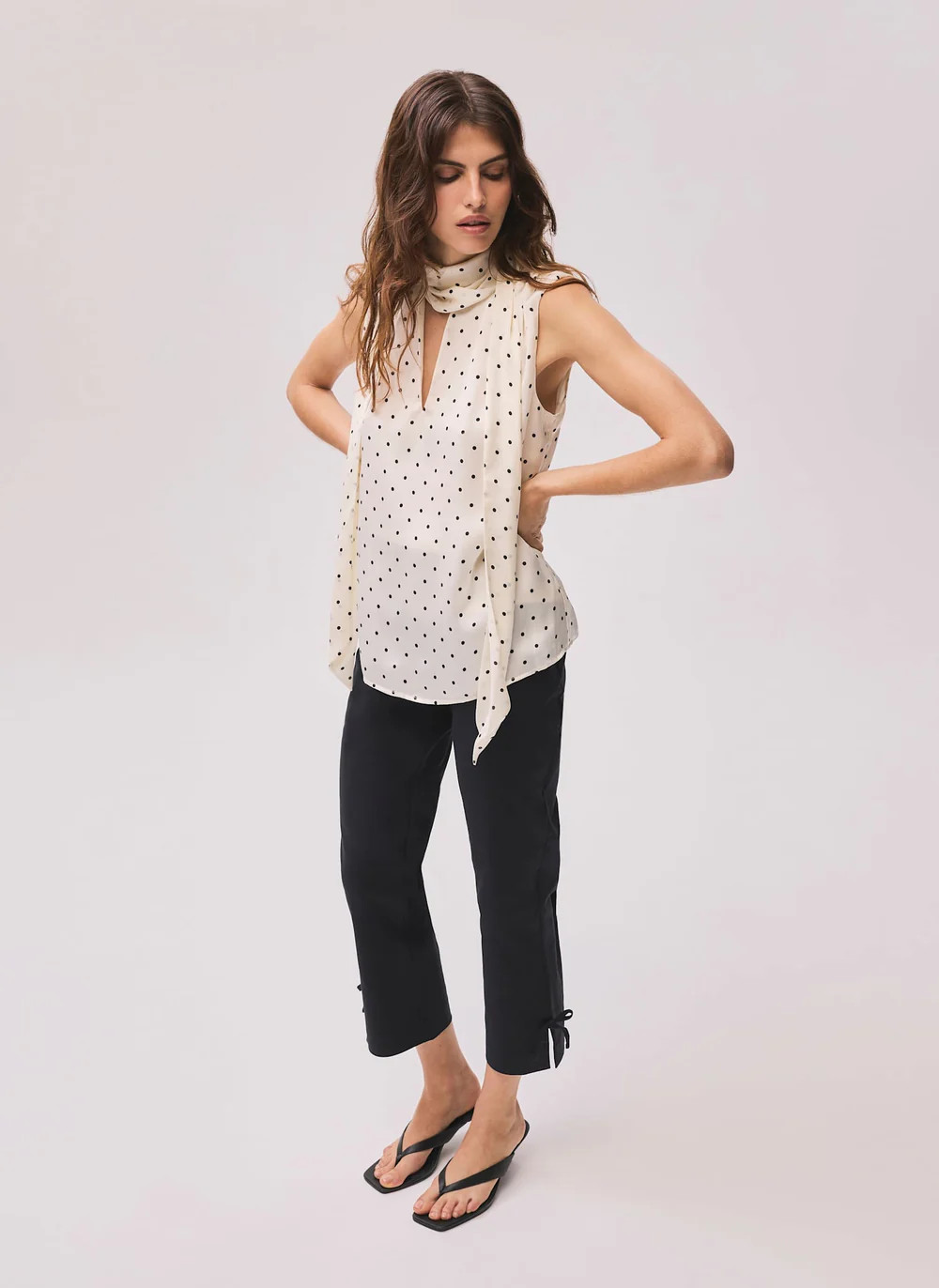 Black Cotton Blend Capri Trousers | Mint Velvet