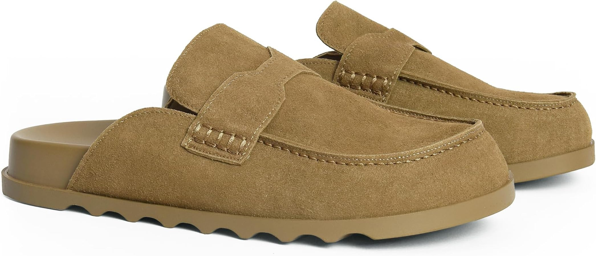 iiimmu Women's Suede Mule Loafers Backless Slip On Flats Casual Round Toe Comfort Slides | Amazon (US)