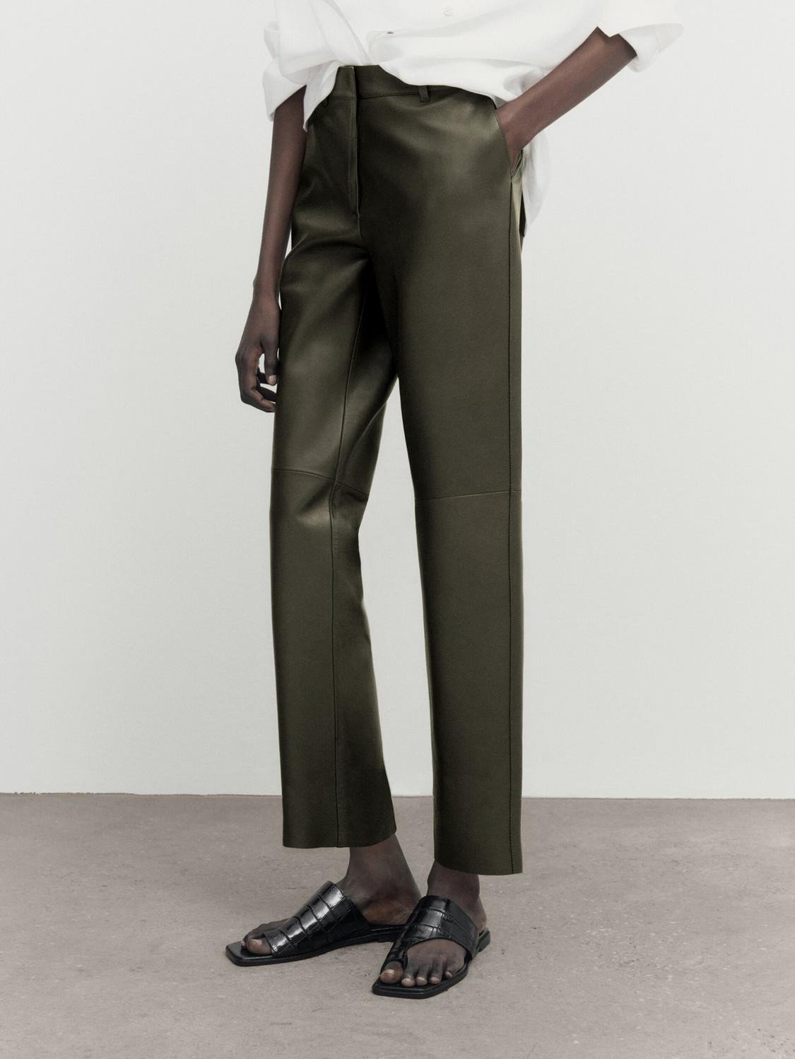 Nappa leather chino trousers | Massimo Dutti UK