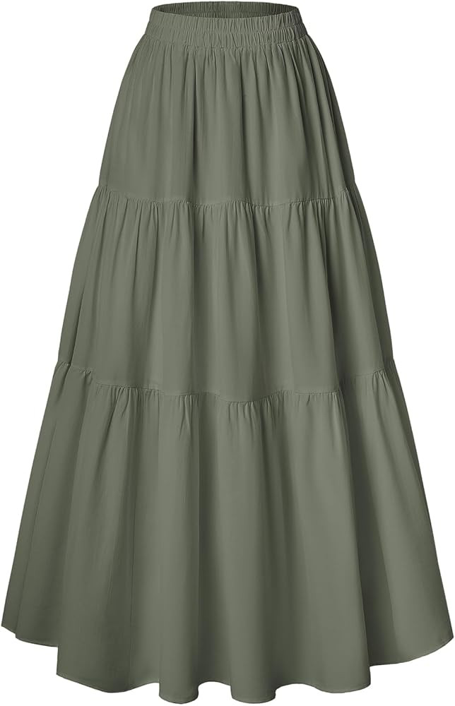 Scarlet Darkness Tiered Maxi Skirts for Women 2026 Summer Beach Flowy Renaissance Long Skirt with... | Amazon (US)