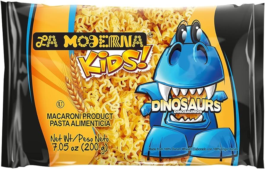 La Moderna Kids Dinosaur Pasta, Noodles, Durum Wheat, Protein, Fiber, Vitamins, 7 Oz, Pack of 20 | Amazon (US)