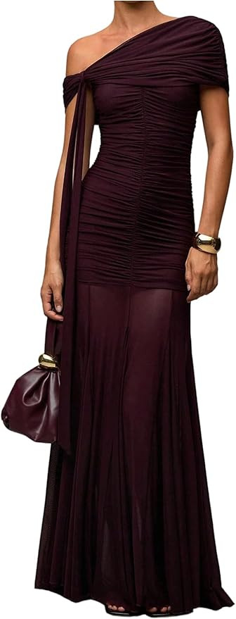 Verdusa Women's Corset Dress Wedding Guest Dresses Statement Holiday Off Shoulder Ruched Mesh For... | Amazon (US)
