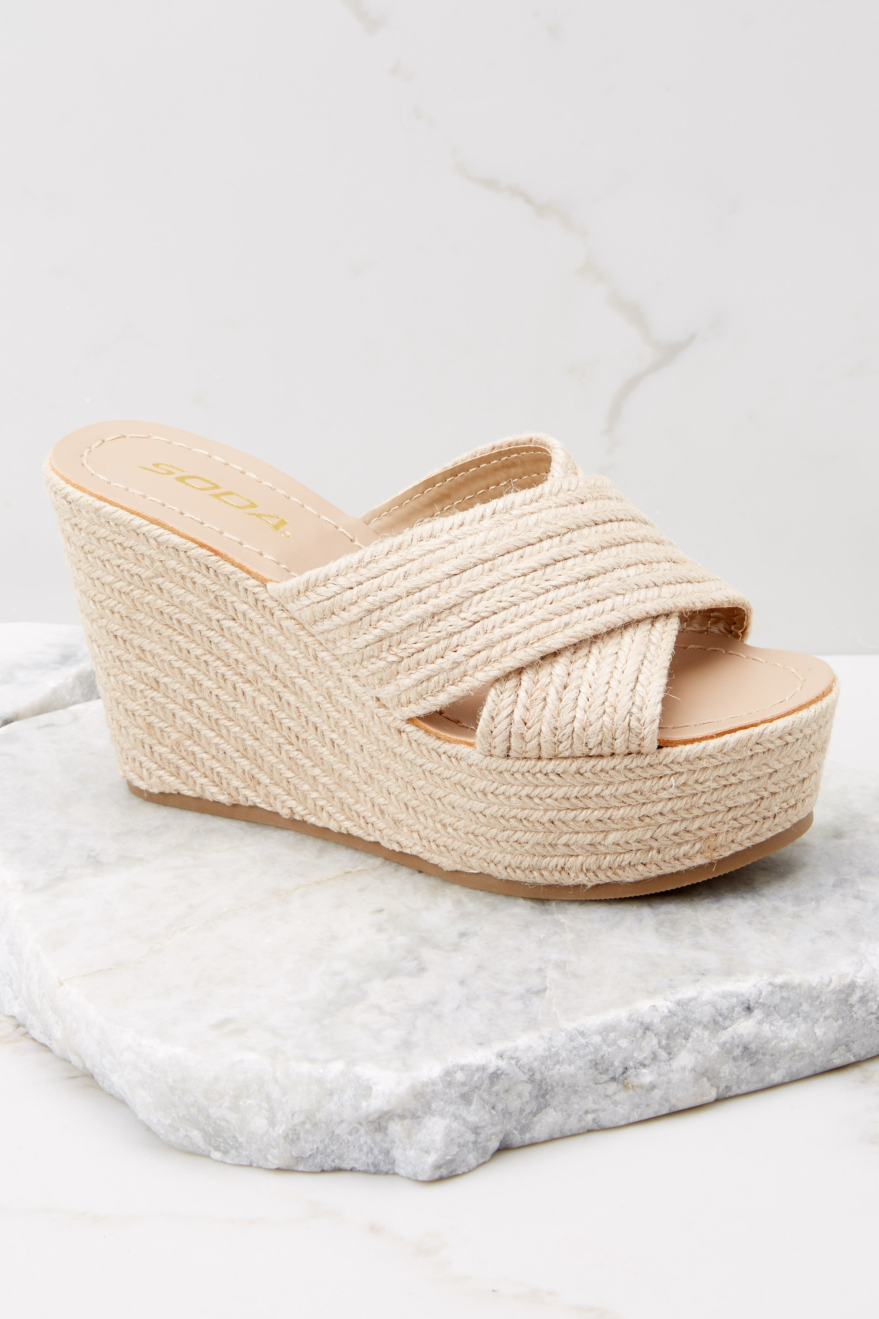 Eventful Outings Natural Wedge Sandals | Red Dress 