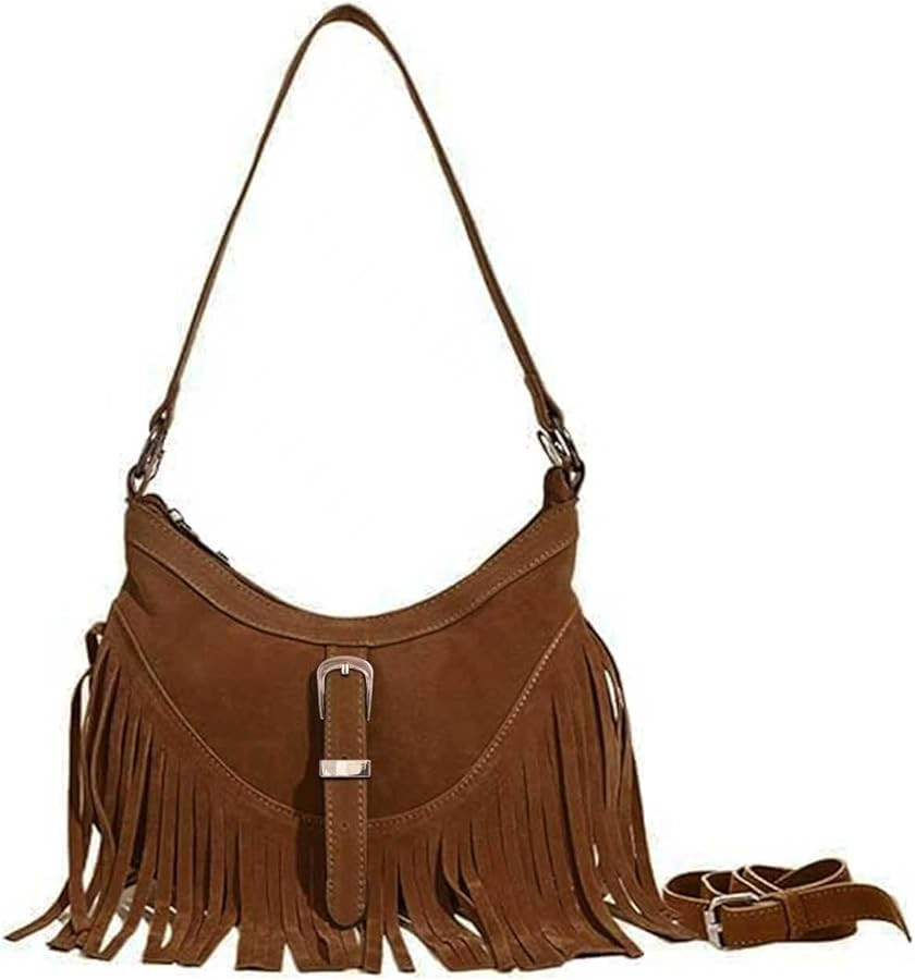 Amzufs Western Purses For Women,Small Fringe Crossbody Bag With Wrist Strap Mini Hipppie Shoulder Bag With Tassel | Amazon (US)