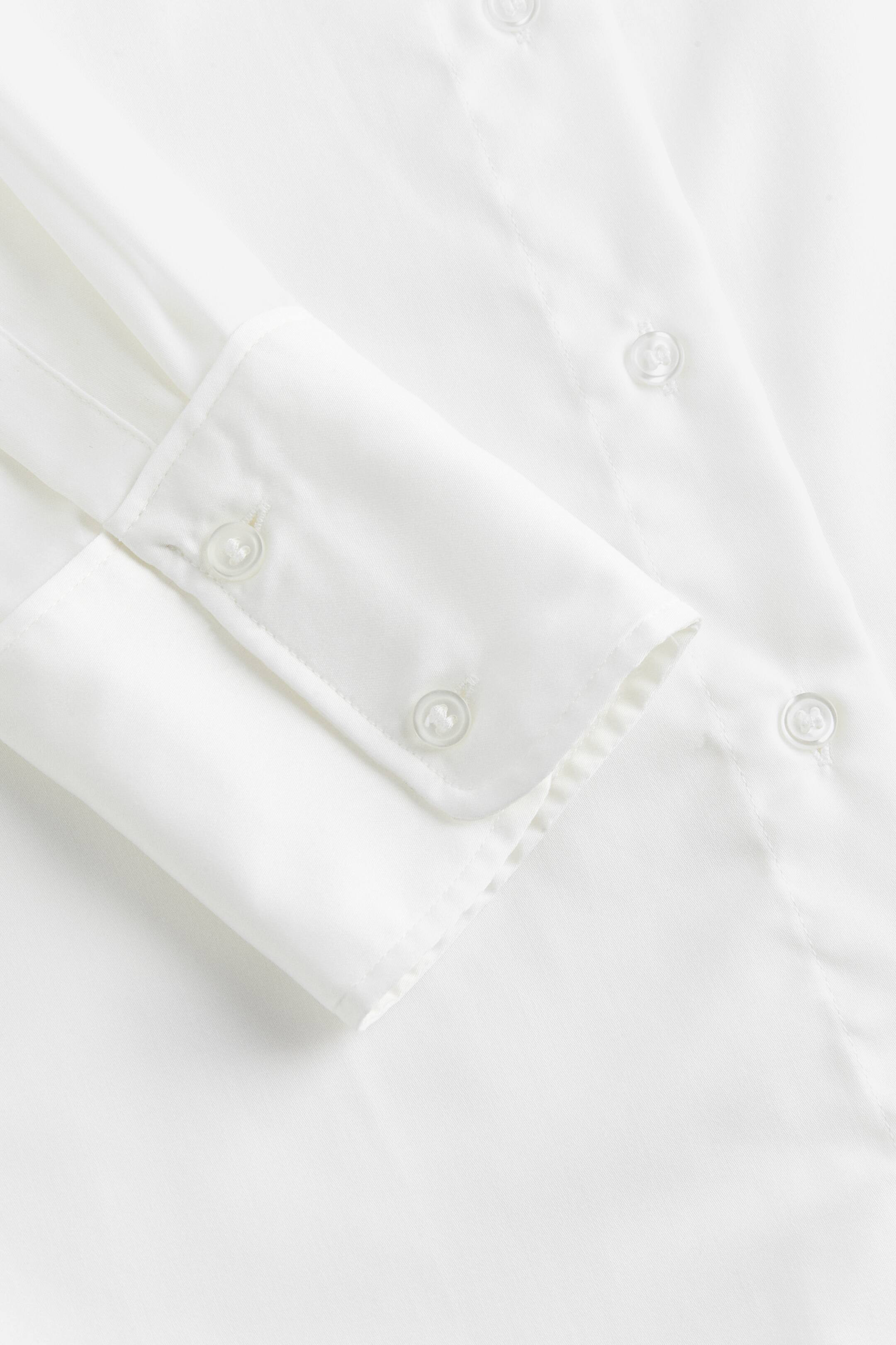Satin Shirt - Long sleeve - Regular length - White - Ladies | H&M US | H&M (US + CA)