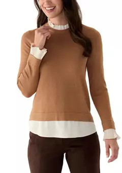 THE LIMITED Women's Long Sleeve Ruffle Neck Sweater Blouse | Belk