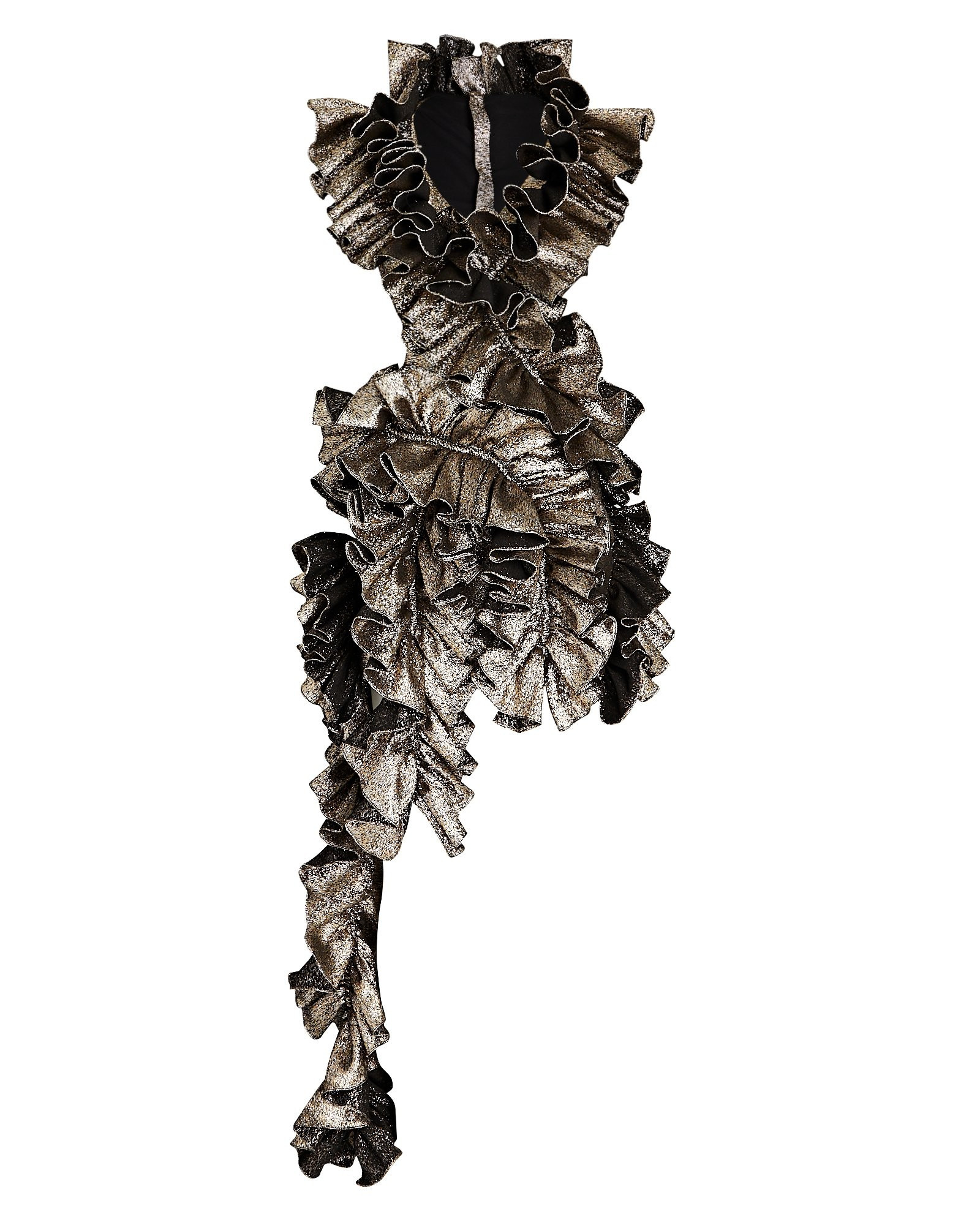 Olive Open-Back Ruffled Mini Dress | INTERMIX