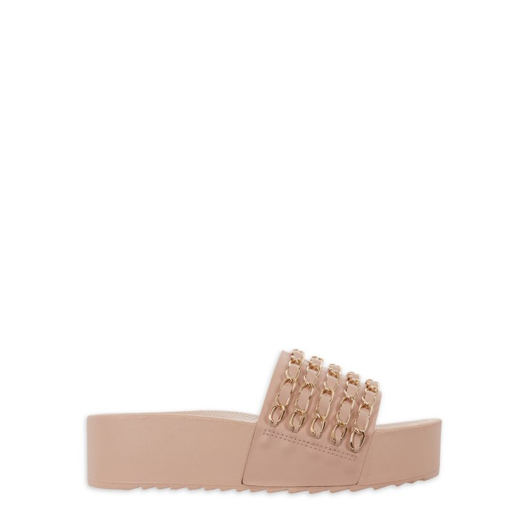 Mudd Women's Chain Mid-Heel Platform Slide Sandals, Sizes 6-11 | Walmart (US)