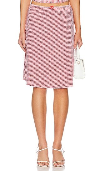 Paloma Skirt in Gingham Poppy | Revolve Clothing (Global)