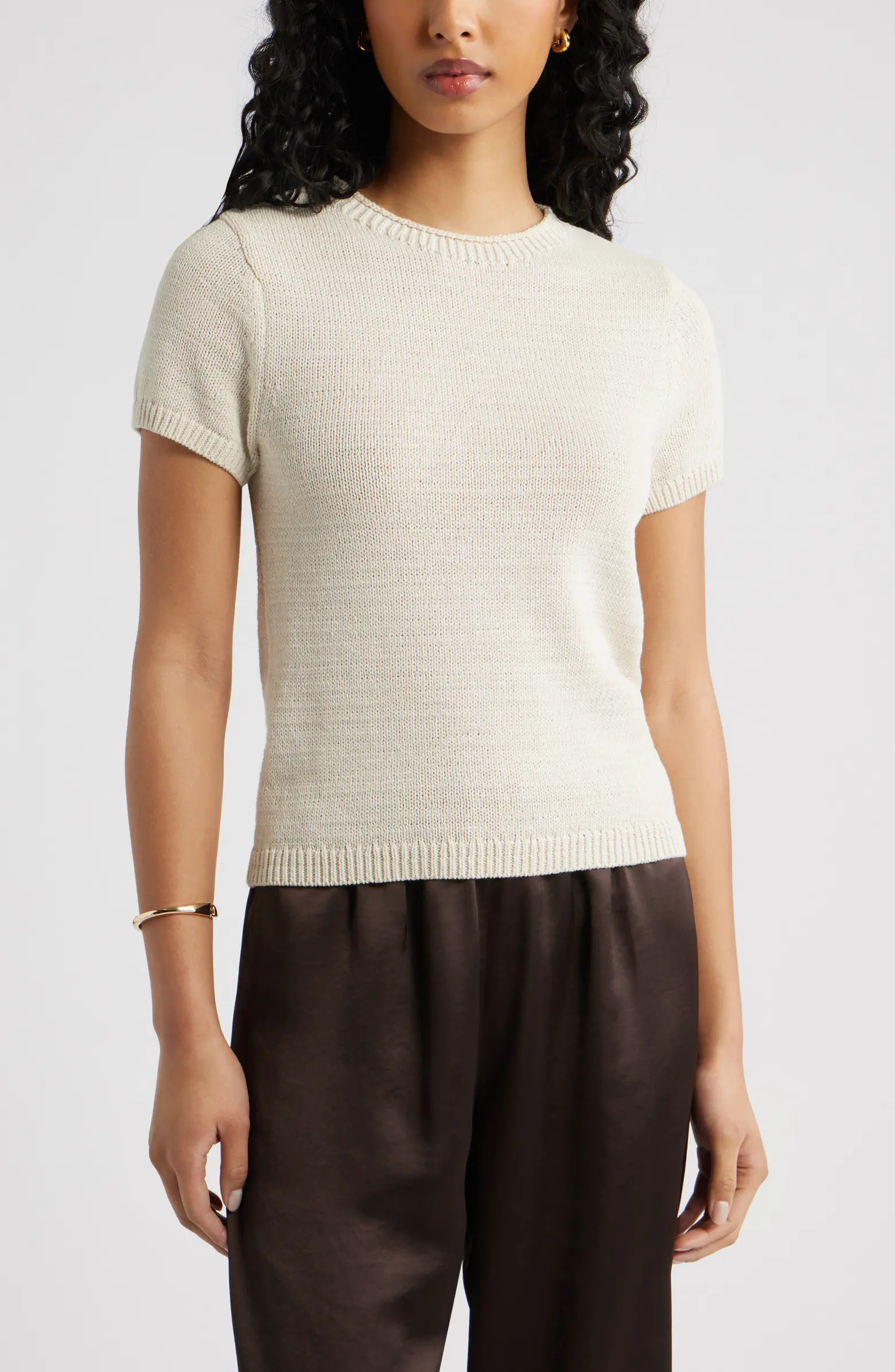 Short Sleeve Cotton Blend Sweater | Nordstrom