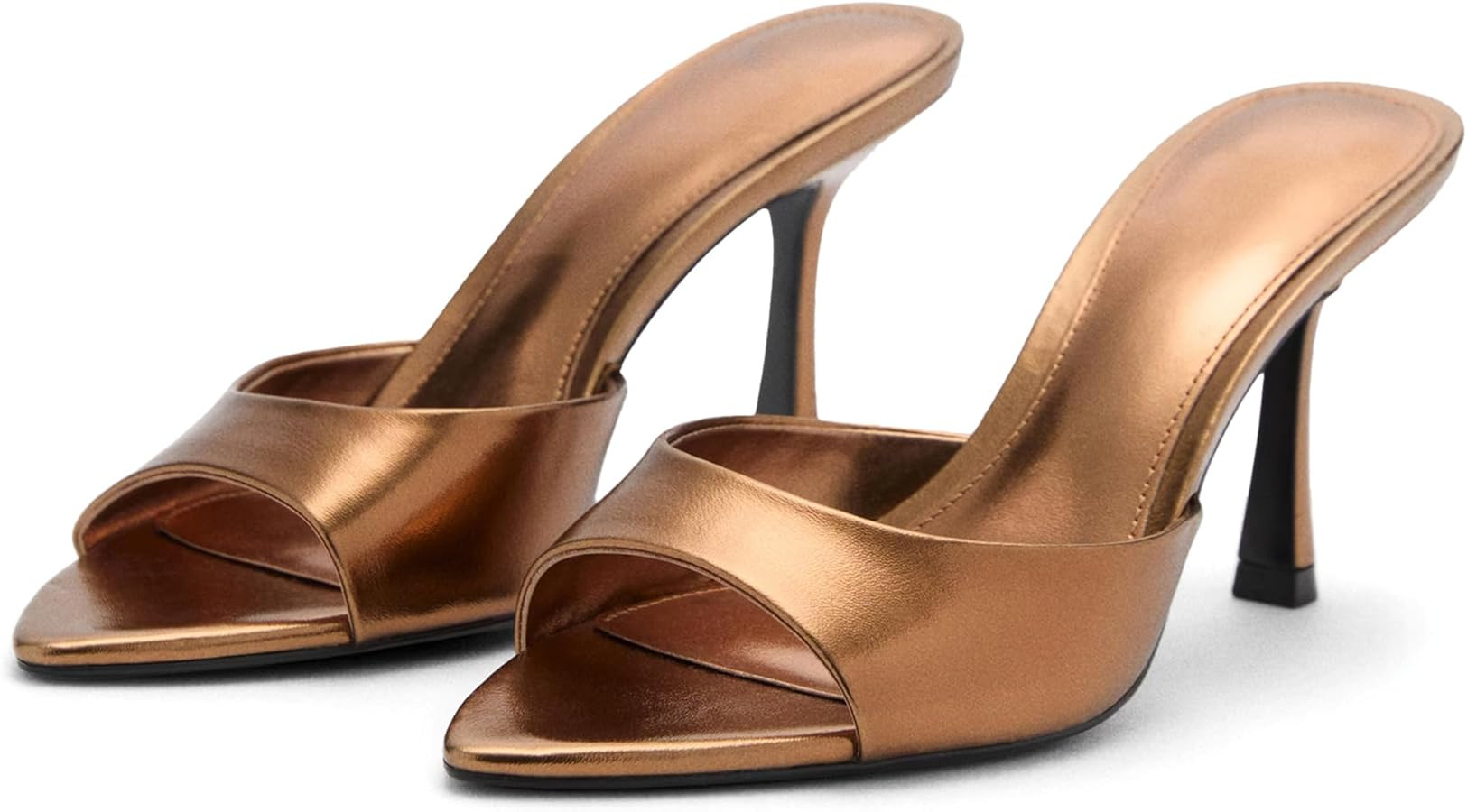 High Heel Mules for Women Slip On Open Pointed Toe Classy Patent Leather Stiletto Pumps Formal Sl... | Amazon (US)