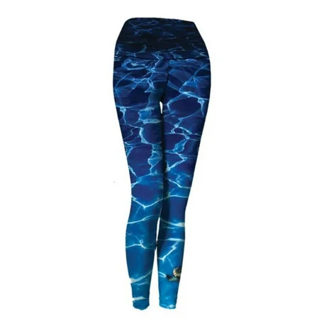 Sea Fear Performance leggings, blue water with sea turtle accent (Blue, 2X-Large) | Walmart (US)