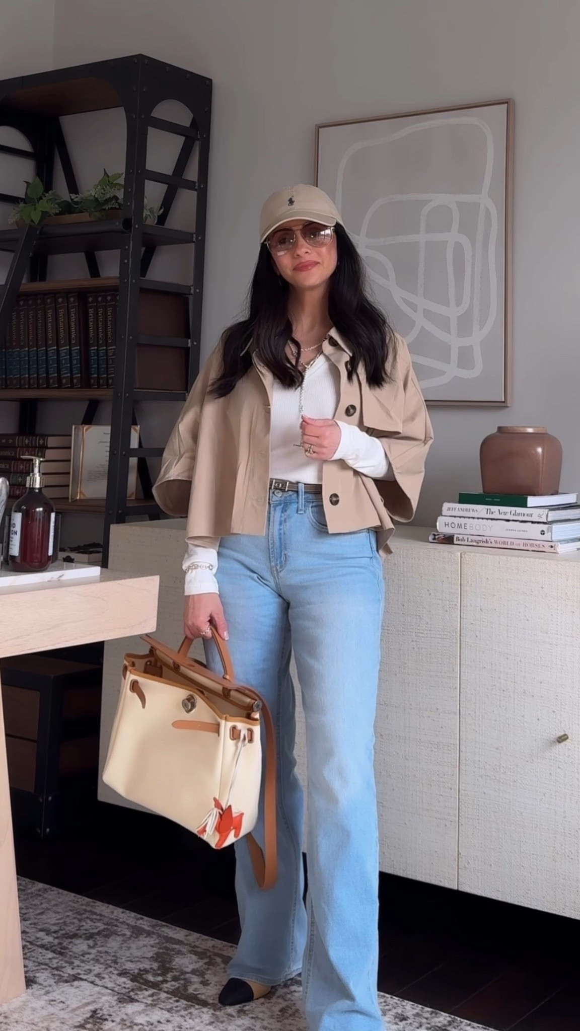 The Old Navy wide-leg jeans are the perfect relaxed everyday denim. A cape trench and baseball cap just pull it together without trying too hard.

Jean size: 
Top size: xs 
Cape size: 

Rita Salmo | petite fashion | spring fashion | transitional outfits | amazon jacket | old navy jeans | Hermes herbag | Chanel sling back heels 

#LTKPetite #LTKOver40