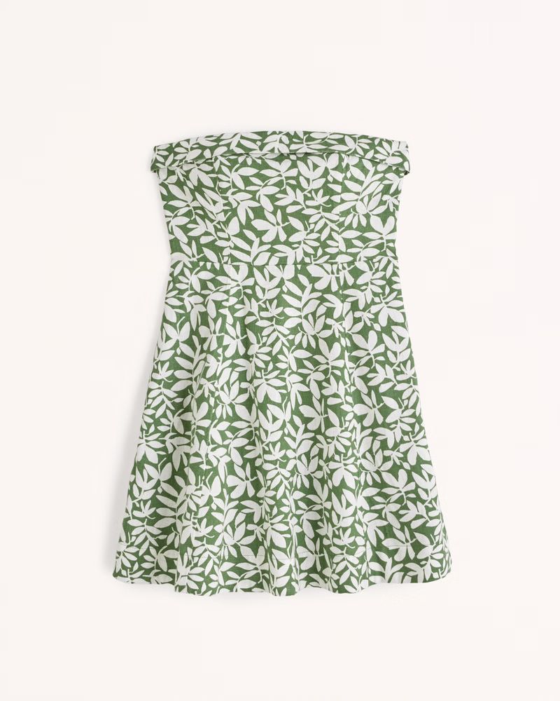 Strapless Linen-Blend Mini Dress | Abercrombie & Fitch (US)