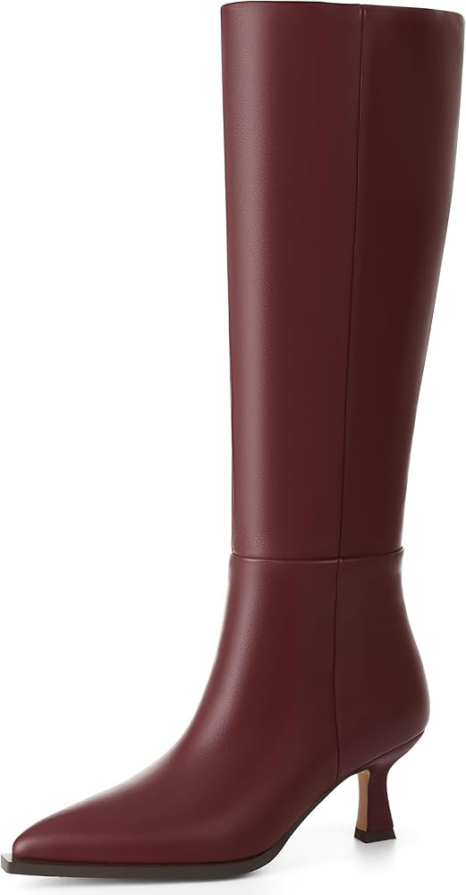 VOMIRA Knee High Boots for Women Black Boots Pointy Toe Kitten Heels Wide Calf Boots 3 In High He... | Amazon (US)