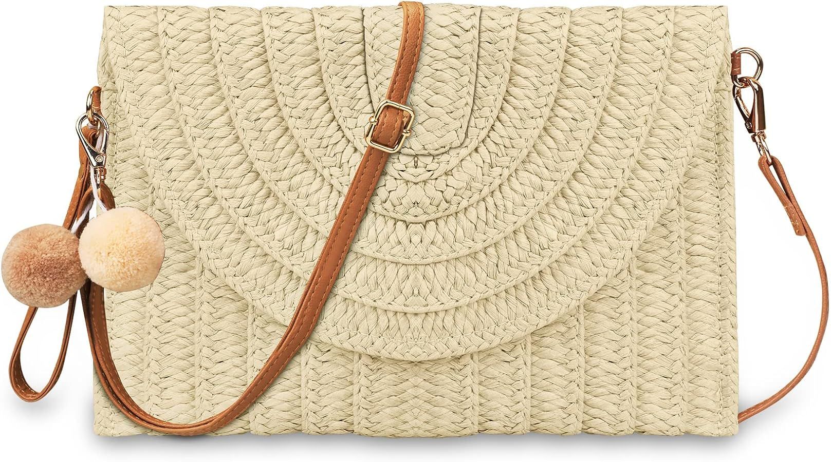 Straw Shoulder Bag Straw Crossbody Bag Straw Clutch Straw Shoulder Bag Casual Beach Straw Handmad... | Amazon (US)