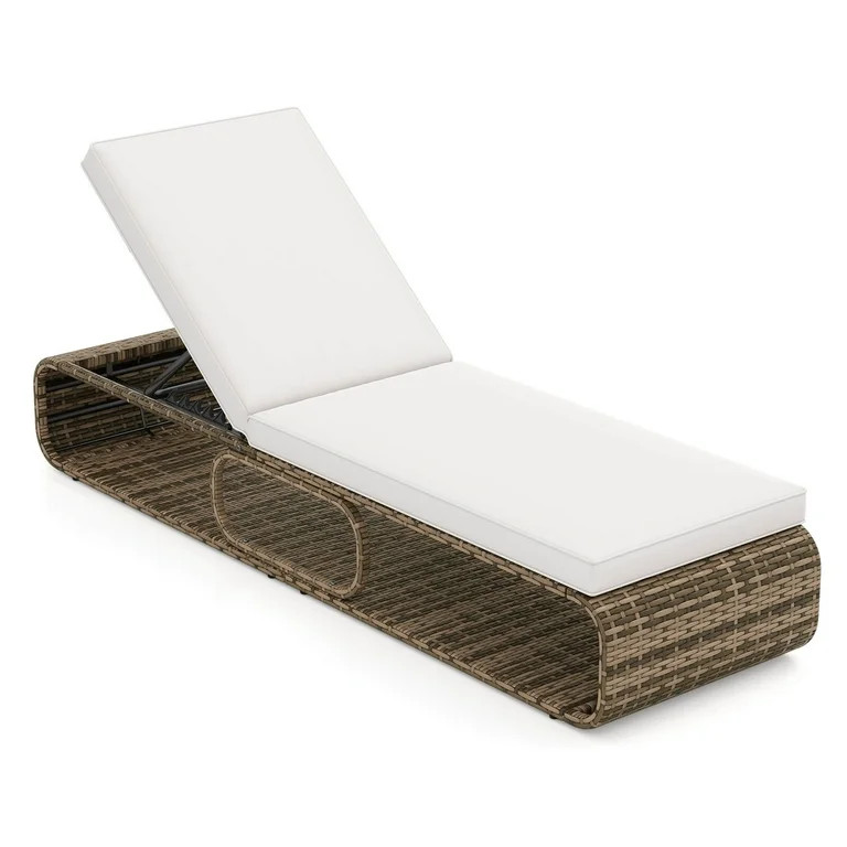Costway 1 PCS Outdoor Chaise Lounge Chair with Adjustable Backrest Cushion and Storage | Walmart (US)