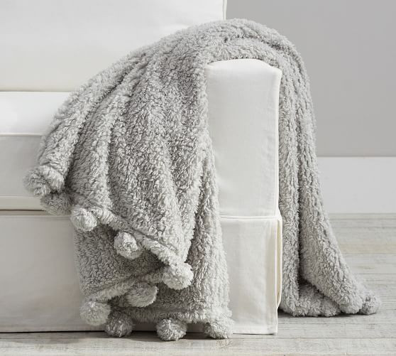 Cozy Pom Pom Sherpa Throw | Pottery Barn (US)