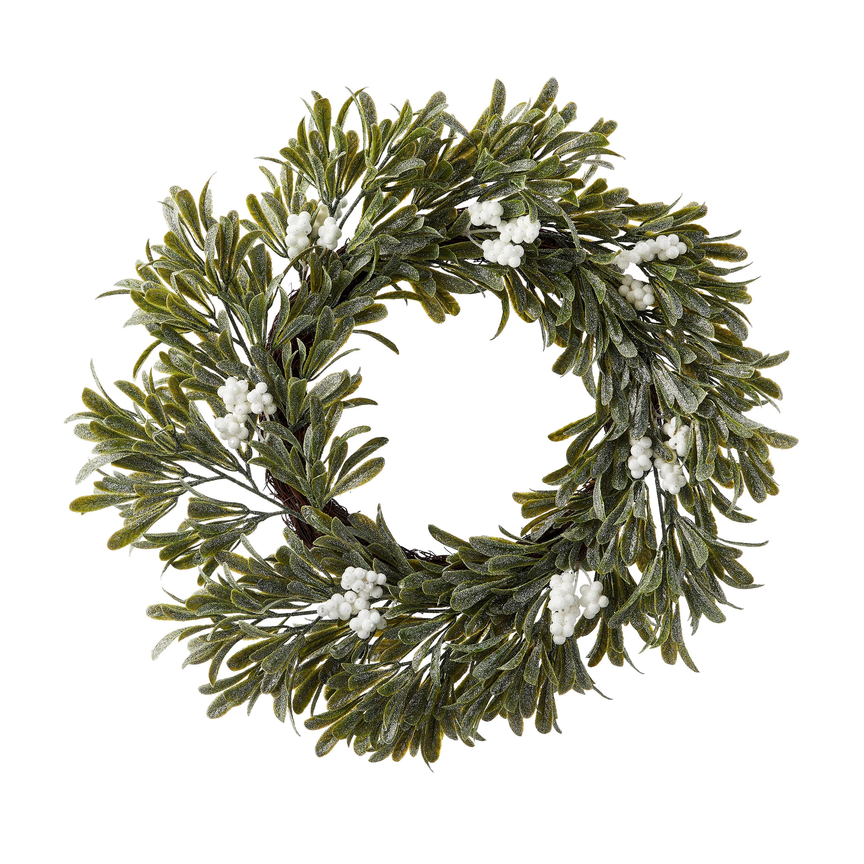 White Berry Greenery Un-Lit Christmas Wreath, 24 in height 24 in length, by Holiday Time | Walmart (US)