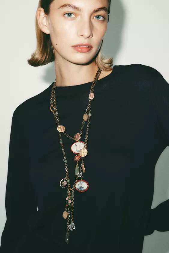 PACK OF 2 RESIN CHARM LINK NECKLACES | Zara UK