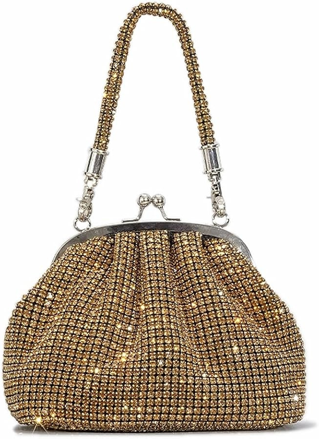 DJBM Ladies Full Diamonds Bucket Handbag Rhinestone Evening Bag Bling Clutch Purse for Women Part... | Amazon (US)
